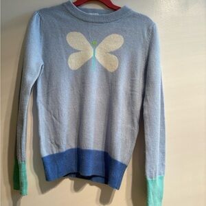 Jacadi Girls - Blue Butterfly Design Cashmere Sweater